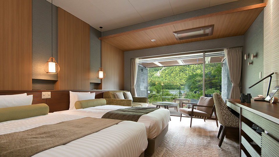 DELUXE TWIN ROOM with Terrace Mt. Hotaka view
